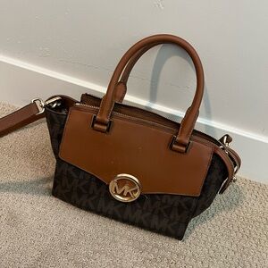 Michael Kors Dark Brown and Tan Satchel